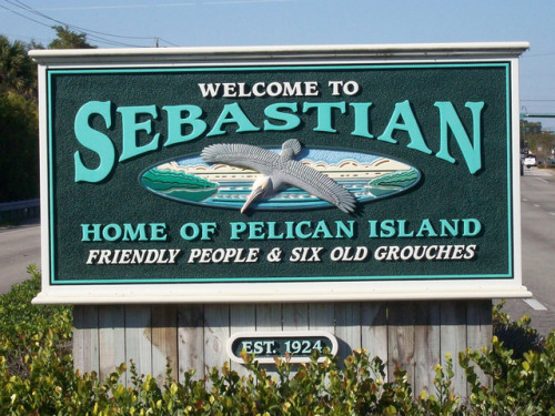 The Welcome to Sebastian, FL on US Hwy 1 (photo found on the internet)