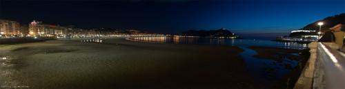 Panoramic view of the Bay of La Concha at twilight