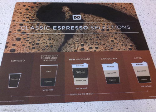 Espresso Coffee drinks at Dunkin' Donuts