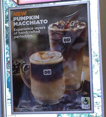 Sign for Pumpkin Macchiato, Dunkin' Donuts