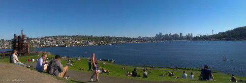 Odd Panorama and Seattle city skyline from Gas Works Park