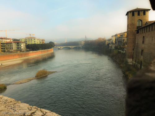 Fog starting to come in over the Adige River