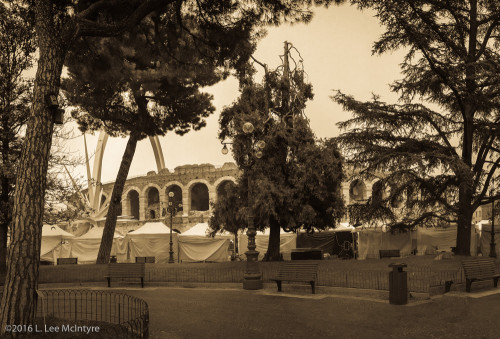 L'Arena and the Stella Cometa, Verona (B&W)