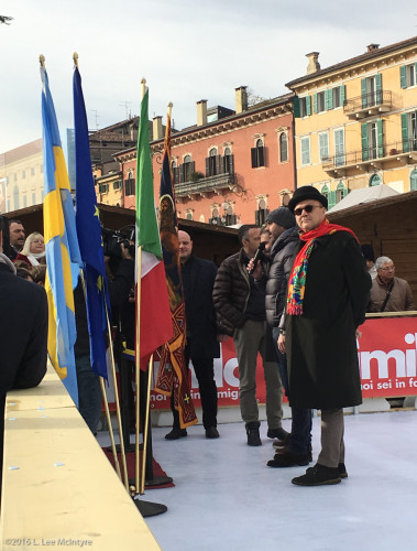 Dignitaries gathered waiting for the mayor to arrive
